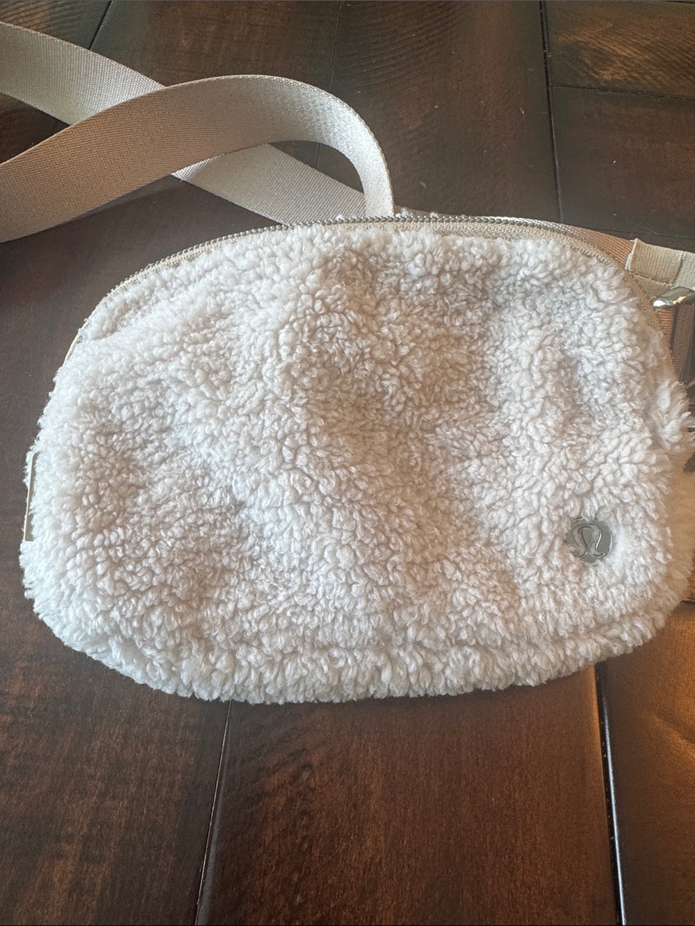 Lululemon White Opal Fleece Everywhere Belt Bag 1L Silver Hardware Flaw